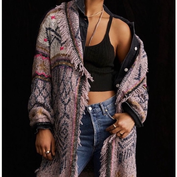 Anthropologie pilcro evil eye fringe cardigan new without tags XS/S - Picture 3 of 9